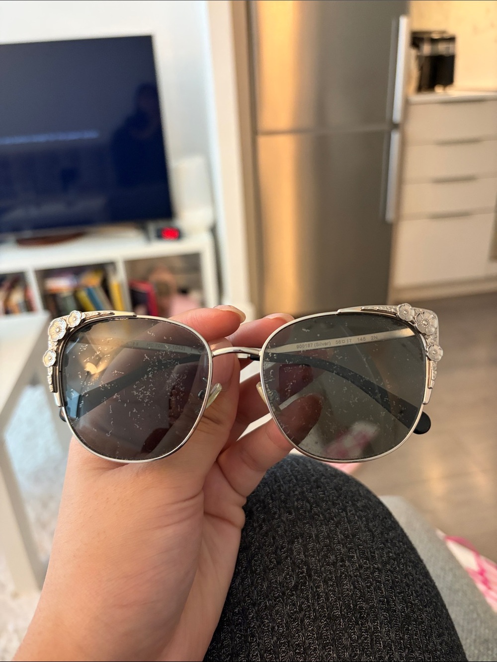 Coach Embellished Silver Sunglasses - Women